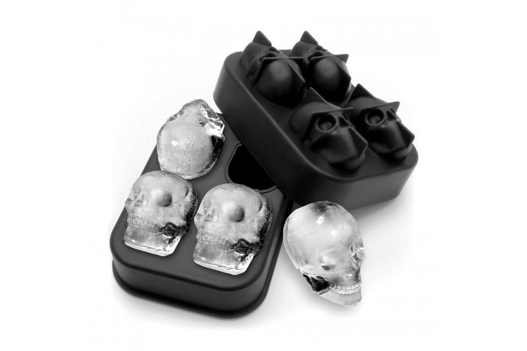 Dörtlü Kafatası Silikon Buz Kalıbı, 47x30 mm, Siyah Dörtlü Kafatası Silikon Buz Kalıbı, 47x30 mm, Siyah