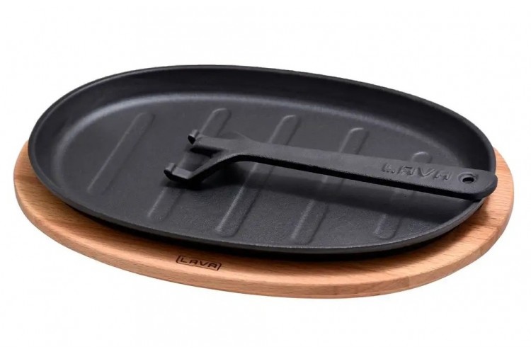 Lava Döküm Oval Fajita Tabağı Kayın Servis Ahşabı Lava Döküm Oval Fajita Tabağı Kayın Servis Ahşabı