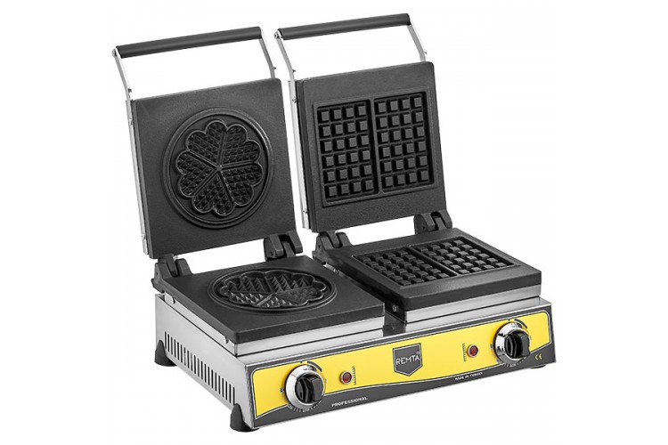 Elektrikli Çiftli Kare+Çiçek (21cm) Model Waffle Makinesi