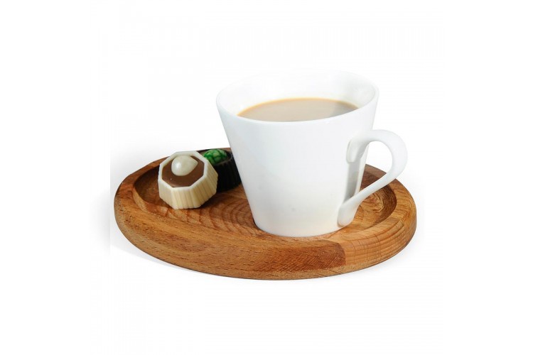 Oval Ahşap Kahve Sunum Takımı